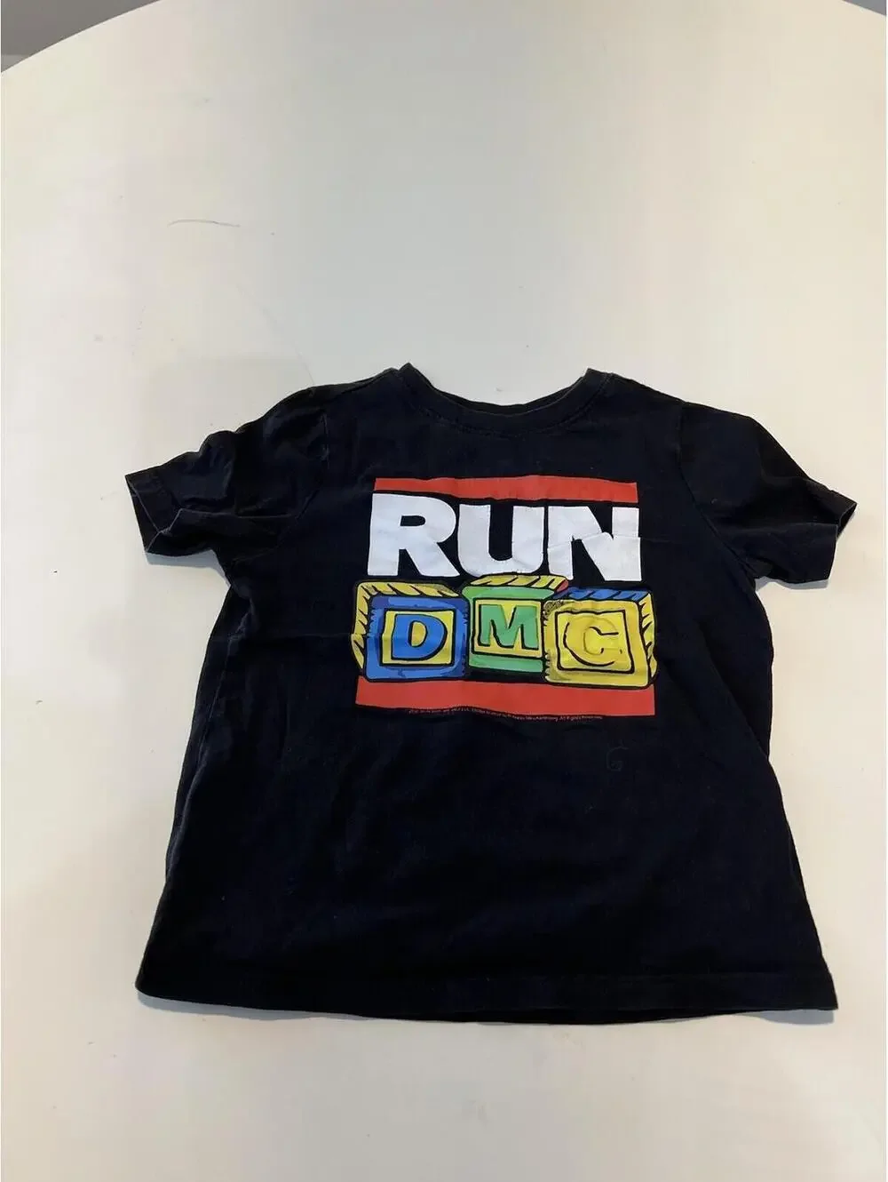 RUN DMC Boys Shirt Black Big Logo Graphic Tee Crew Neck Cotton 3T.  258
